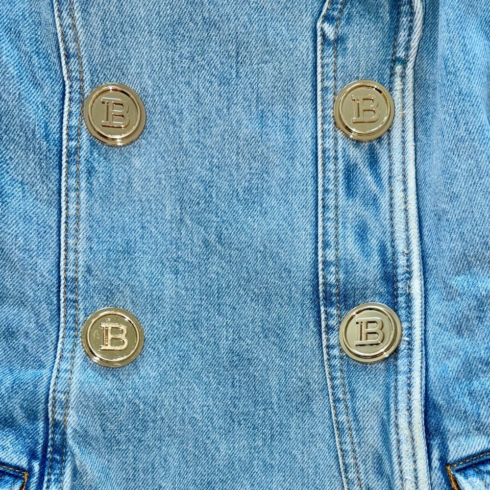 NWT Balmain Denim Wrap Mini Dress - Picture 8 of 10